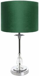 LAMPA STOŁOWA MONIK ciemnozielona z abażurem i kryształem,