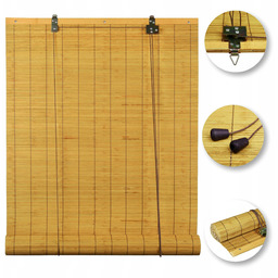 Roleta Bambusowa Wewnętrzna Półzaciemniająca Jasny Brąz 100x240 cm