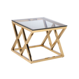 STOLIK POMOCNICZY EMPIRE złoto szklany styl nowoczesny