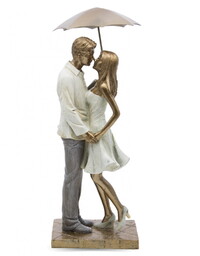 Figurka dekoracyjna para pod parasolem złota 38x14 124727