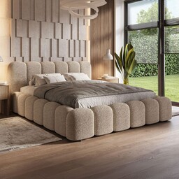 Łóżko tapicerowane z pojemnikiem SFG0183P 160x200 Boucle Beż