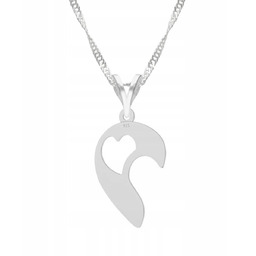 Naszyjnik Srebrny z Połówką Serca Łamane Serduszka Love