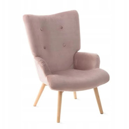 Fotel wypoczynkowy uszak Moss welurowy różowy skandynawski Homla