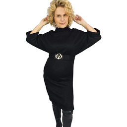 Dzianinowa sukienka midi z paskiem i rękawami typu