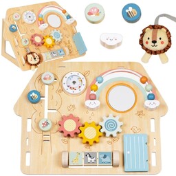 TOOKY TOY Duża Drewniana Tablica Manipulacyjna Domek -