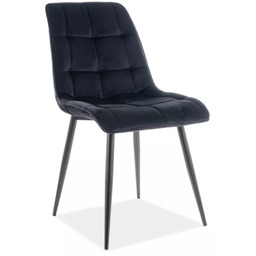 Krzesło Chic Velvet Czarne Czarne Nogi