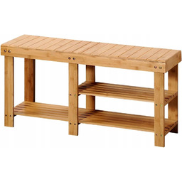 Regał Szafka Ławka łazienkowa bambusowa z półkami 90cm