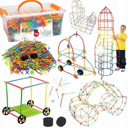 KLOCKI KONSTRUKCYJNE SŁOMKI PATYCZKI RURKI KUFEREK BOX 1200