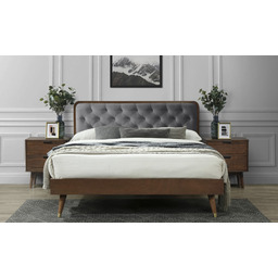 Łóżko dwuosobowe szare / orzech 160x200 cm Cassidy