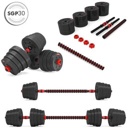 Hantle regulowane, sztanga 2w1 SGP30 HMS 30 kg