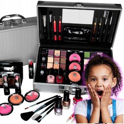 Duży Komplet Make Up Kuferek z Kosmetykami Pudry