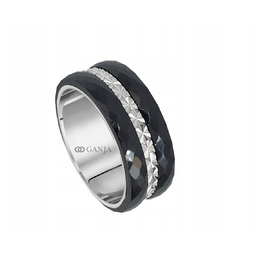 Srebrny pierścionek z ceramiką +GRAWER 8mm C-06
