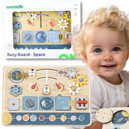 TOOKY TOY Drewniana Tablica Edukacyjna Montessori Astronauta Statek