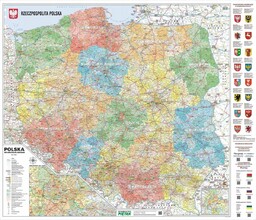 Mapa Ścienna Polski - Administracyjno-Samochodowa