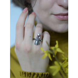 Pierścionek srebrny - Oksydowany kot mały