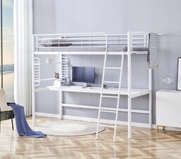 łóżko piętrowe dolce z biurkiem i organizerem białe