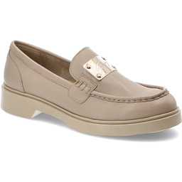 Beżowe Mokasyny Nessi Stylowe Wsuwane Obuwie Damskie