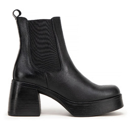 Damskie sztyblety skórzane na słupku czarne