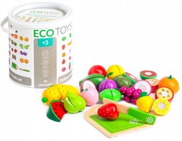 Drewniane Owoce Do Krojenia 20 sztuk Ecotoys