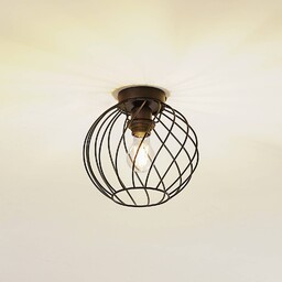 Lampa sufitowa Lindby Danika, Ø 25 cm, czarna,