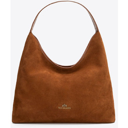 Damska shopperka typu hobo ze skóry zamszowej jasny