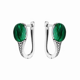 Srebrne kolczyki z zielonym kamieniem malachit pr925