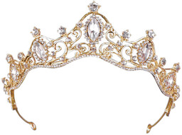 DIADEM OZDOBA do włosów KORONA ŚLUBNA ZŁOTA Ślub