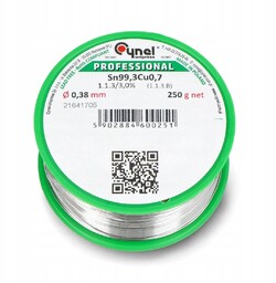 Cyna z topnikiem 0,38mm 250g 0,25kg Pb Free