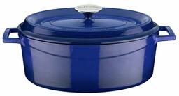LAVA Metal Żeliwny garnek owalny niebieski, 7 l,