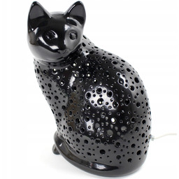 Lampa ceramiczna w kształcie kota czarna duża