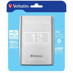 Verbatim External HD 1 TB Silver 2.5 inch,