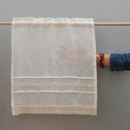 Pakamera Lniana firana do kuchni KORONKI ecrue