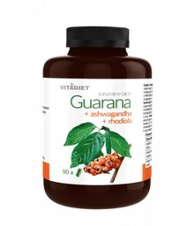 VITADIET guarana + ashwagandha + rhodiola, 90 kaps.