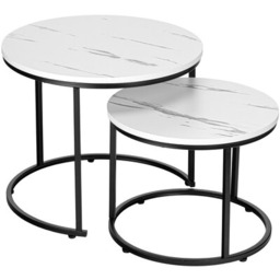 LOFTINSPIRED Zestaw stolików kawowych Galen Small Okrągły Biały