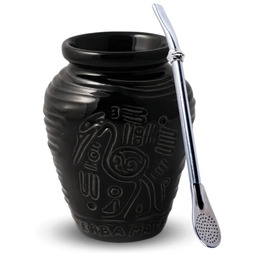 Zestaw Yerba Mate Matero Ceramiczne Aztek - Czarne