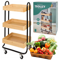 Bambusowy Wózek Pułka Regał Do Kuchni Na Owoce