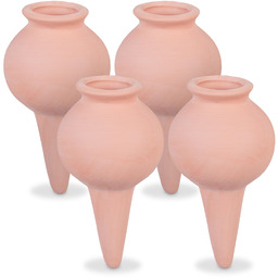 Relaxdays Zestaw 4 stożków glinianych, dozownik wody