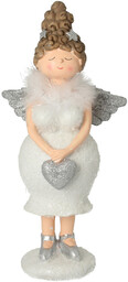 Figurka Angel Heart 30 cm silver, 14x11x30 cm