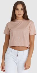 GUESS Krótki różowy t-shirt damski z logo