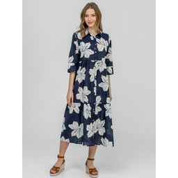 BAWEŁNIANA SUKIENKA Z KWIATOWYM NADRUKIEM I RĘKAWEM 3/4