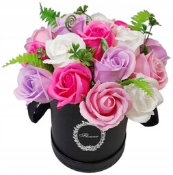 Pachnący Flower Box pudełko bukiet z Różami Mydlanymi