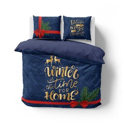 Detexpol Pościel świąteczna 160x200 4263 A granatowa czerwona