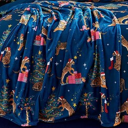 Catherine Lansfield Świąteczny tygrys przytulny koc polarowy 130