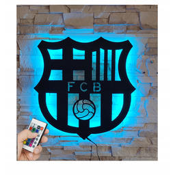 Fc Barcelona Obraz Drewniany Herb Piłkarski Lampka Nocna