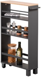 Kesper 24856 Półka wnękowa na kółkach, czarna, 50x