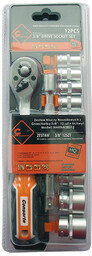 ZESTAW KLUCZY NASADKOWYCH 3/8'' z GRZECHOTKĄ - 12
