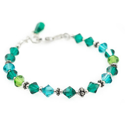 Bransoletka kryształowa Swarovski i srebro próby 925, zieleń