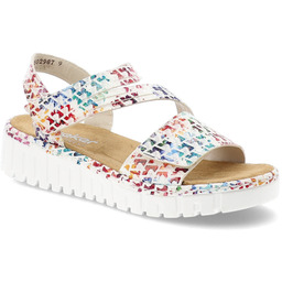 Rieker Kolorowe Sandały Eleganckie Obuwie Damskie