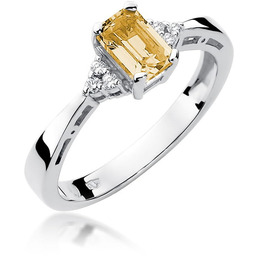 Złoty pierścionek Cytryn 0,60ct białe złoto pr. 585