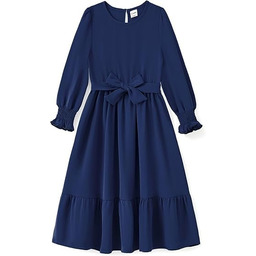 PatPat Sukienka Elegancka Gładka Vintage Granatowa Dla Dziewczynek